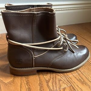 TIMBERLAND BROWN LEATHER LACE UP BOOTS SIZE 8